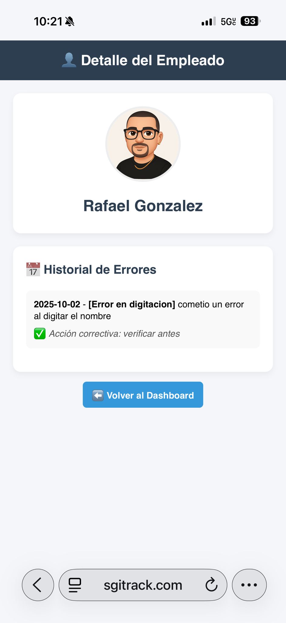 Perfil del empleado SGI Challenge