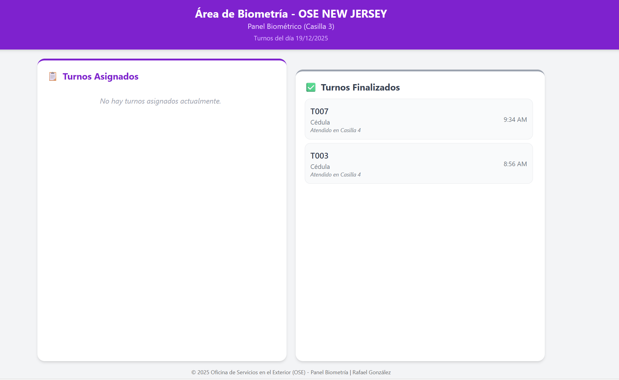 Panel de biométricos